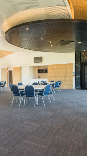 Interior Saxton Oval Pavilion with tables and chairs