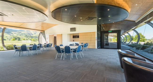 Interior Saxton Oval Pavilion with tables and chairs
