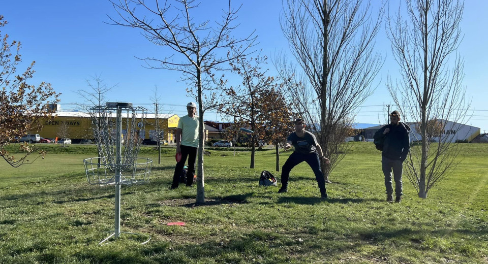 Playing Disc Golf on Harakeke Green