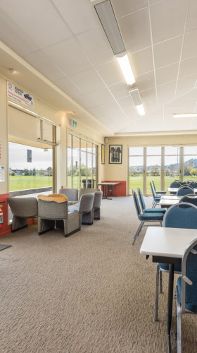 Saxton Football Pavilion Interior with tables and chairs