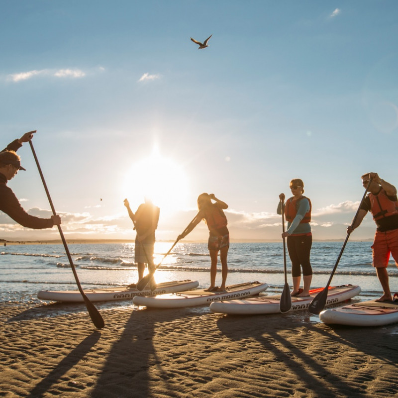 Learning to Paddleboard on Tahunanui Beach