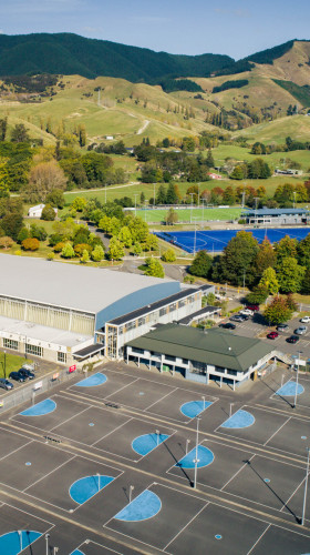 Drone photo of Saxton Stadium and Netball Courts