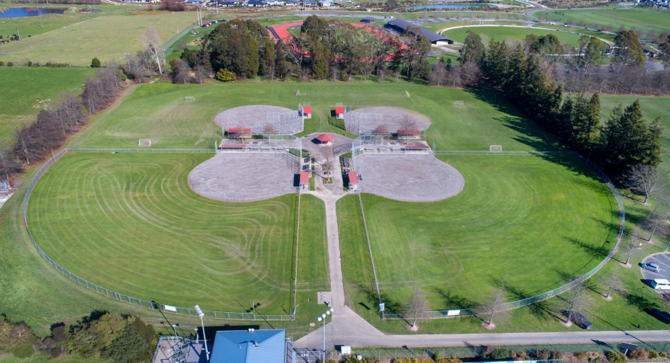 Saxton Field Softball Diamonds drone shot